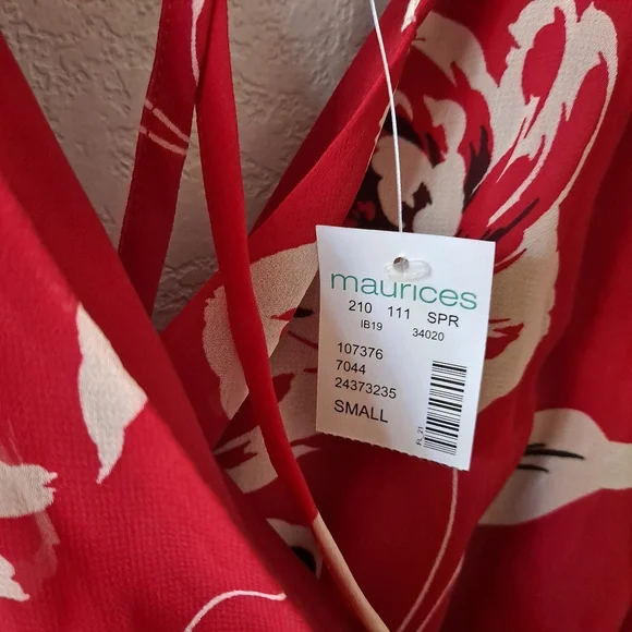 Maurices Red Floral Maxi Dress Size Small - Picture 4 of 8